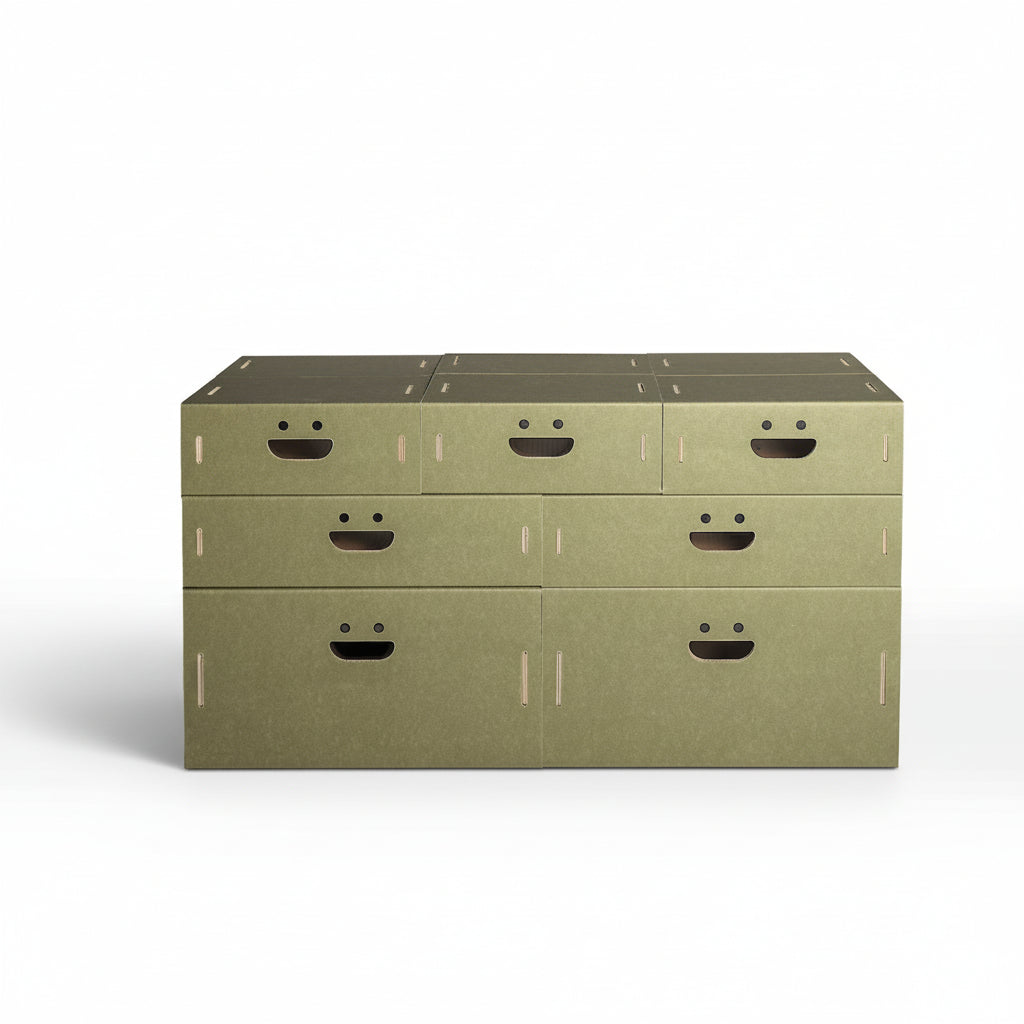 Set scatole organizer armadio 7 pezzi colore 2 Olive - Corvasce Design