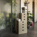 Scatole S organizer armadio in cartone su scaffale - Corvasce Design